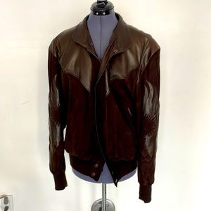 Iconic Mens Claude Montana Pour Ideal Cuir Vintage 90’s Brown Leather Jacket